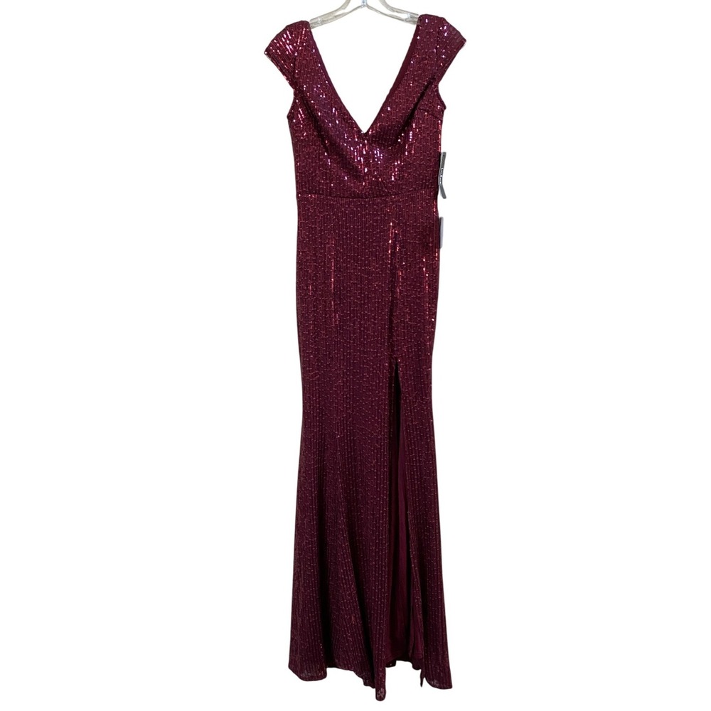 LULUS Catching Compliments Burgundy Sequin Maxi Dress Holiday Glam XS -NWT - Picture 8 of 16
